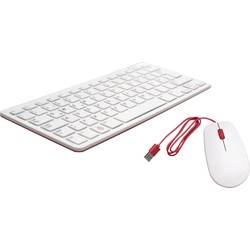 Image of Raspberry Pi® USB Tastatur, Maus-Set Deutsch, QWERTZ, Windows® Weiß, Rot