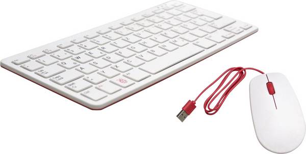 Raspberry Pi® Desktop Kit USB Tastatur, Maus-Set Deutsch, QWERTZ Weiß, Rot