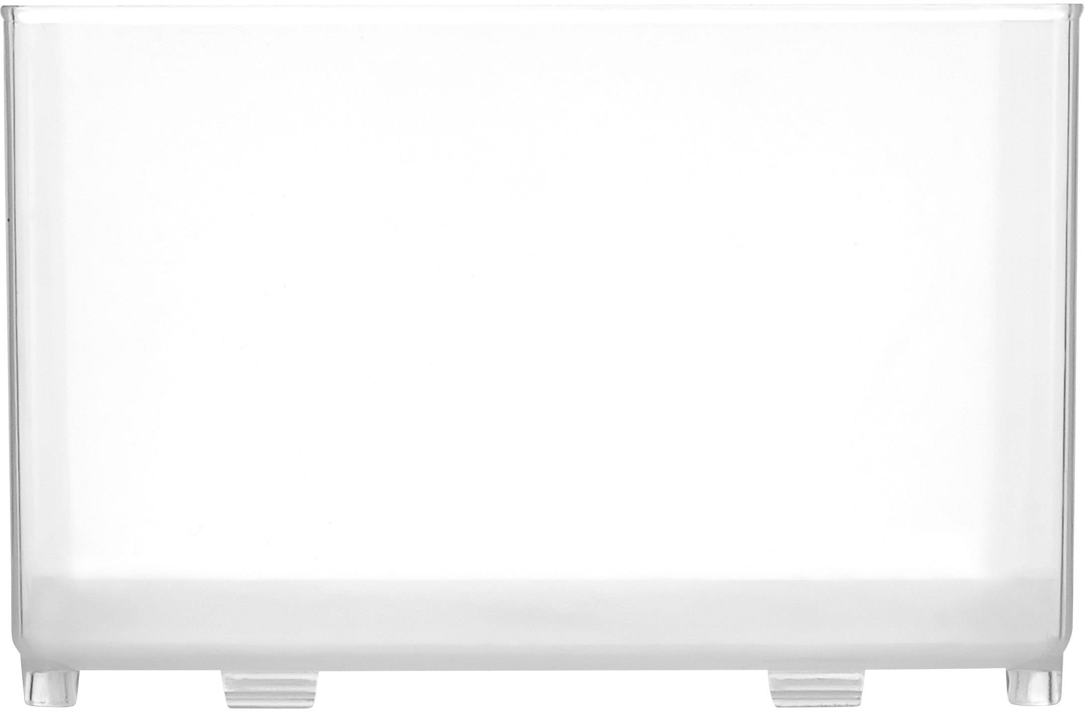 Ein transparenter Behälter aus klarem Kunststoff, rechteckig geformt, ohne sichtbare Inhalte oder Markierungen.