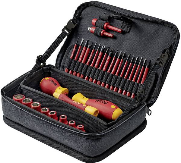 Wiha SlimVario® electric 43465 Elektriker, Handwerker, Lehrlinge, Profi, VDE Werkzeugkoffer bestückt 32teilig (L x B x H) 245 x 170 x 77 mm