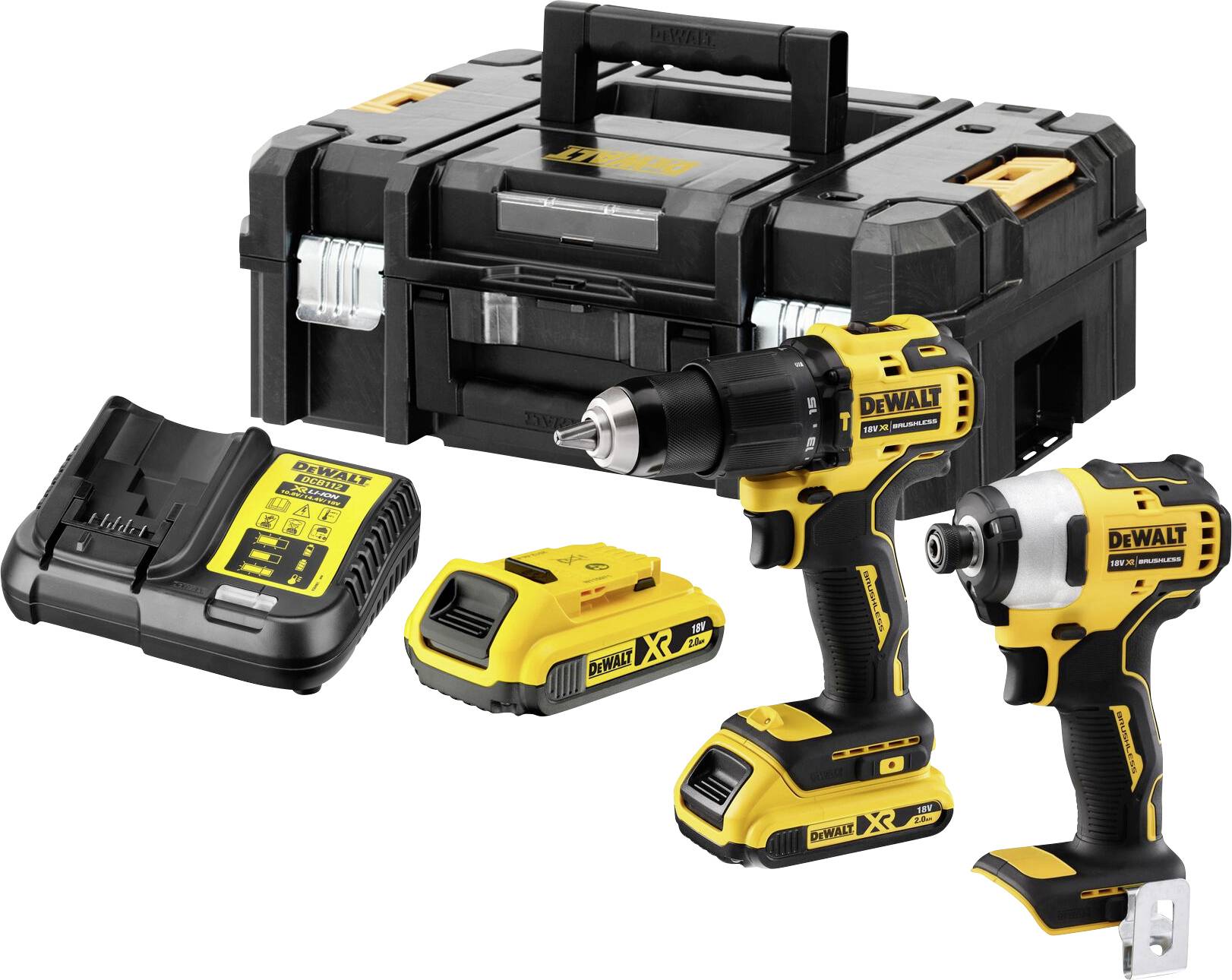 DEWALT DCK2062D2T-QW DCK2062D2T-QW Verktygsset Batteridriven slagborr/skruvdragare, Batteridriven slagskruvdragare, Batteri, Batteriladdare 6 delar