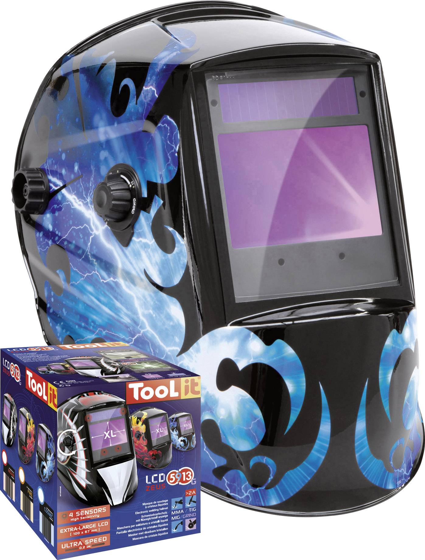 Toolit 5-9 / 9-13 G COSMIC 044104 Schweißerschutzhelm Schwarz, Blau