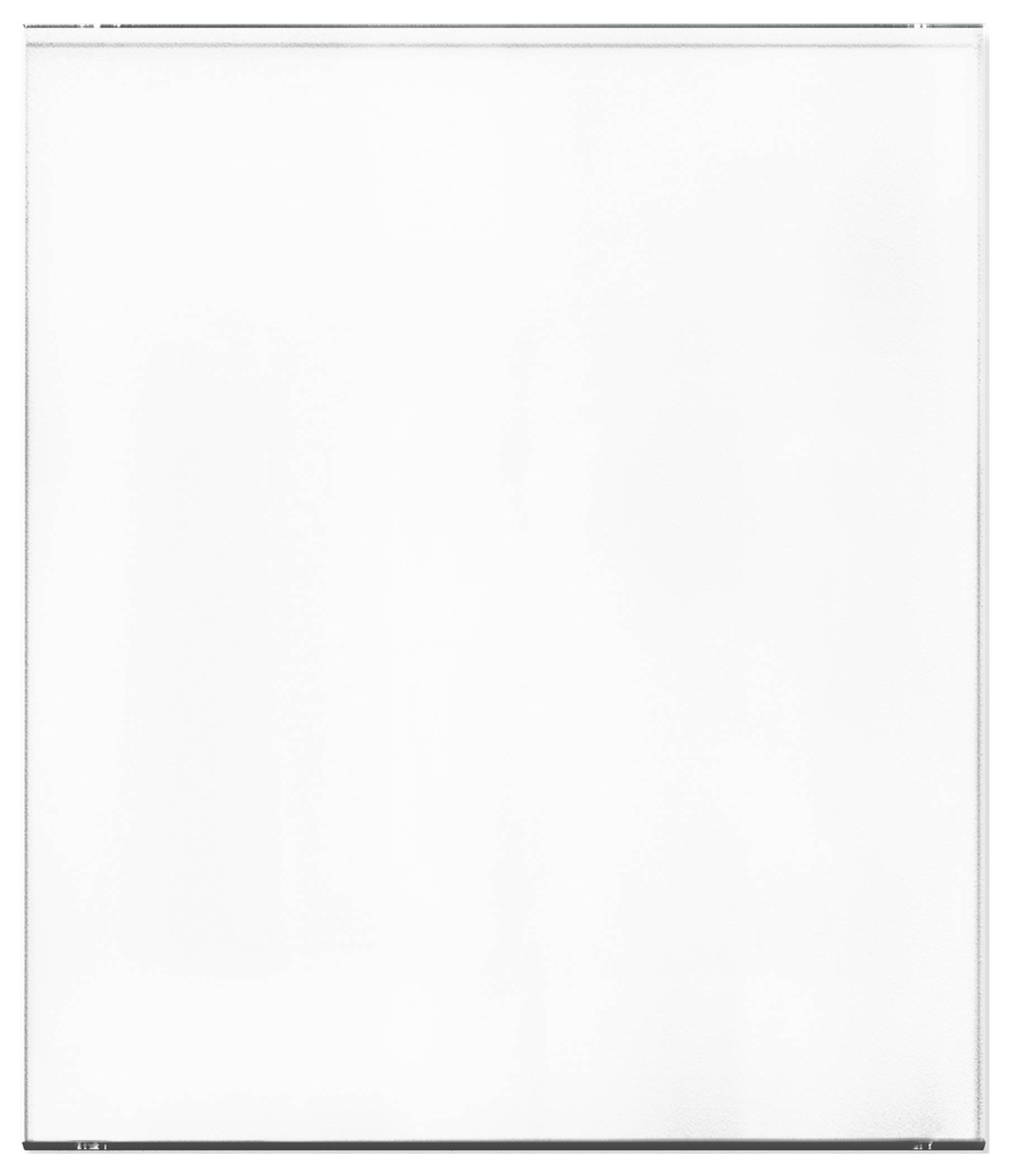 Leeres weißes Blatt Papier mit einem dünnen grauen Rand auf einfachem Hintergrund.