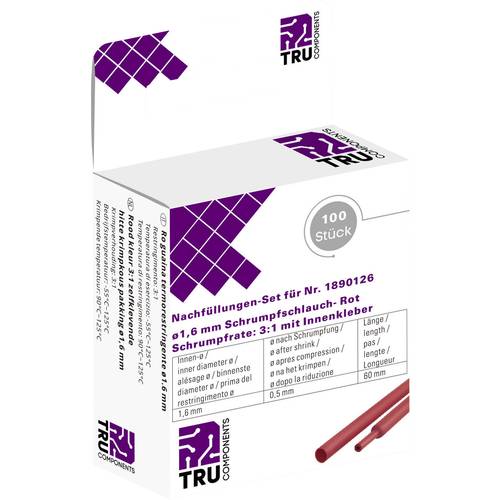 TRU COMPONENTS T1807CA007A Schrumpfschlauch mit Kleber Rot 1.60 mm 0.50 mm Schrumpfrate:2:1 100 St.