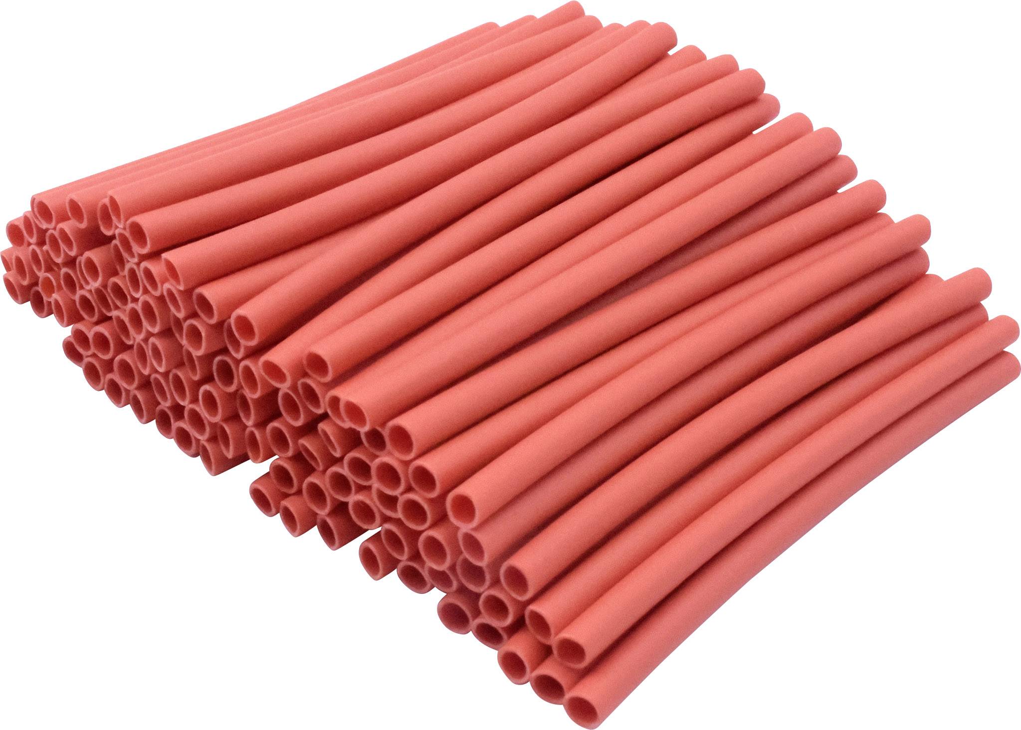 Rote Gummischläuche, ordentlich gestapelt.