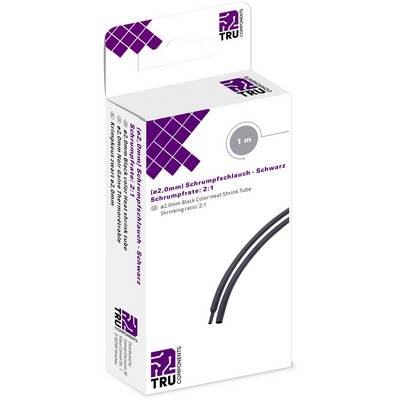Verpackung einer Schrumpfschlauchrolle, 2,0 mm Durchmesser, schwarz, 2:1 Schrumpfrate, 1 m Länge, von der Marke TRU Components.