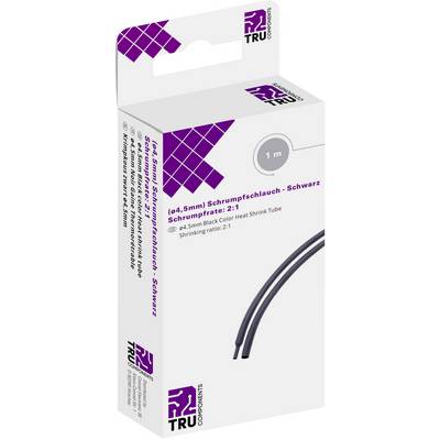 Verpackung von Schrumpfschlauch, schwarz, Länge 1 m, Schrumpfrate 2:1, Marke TRU Components.