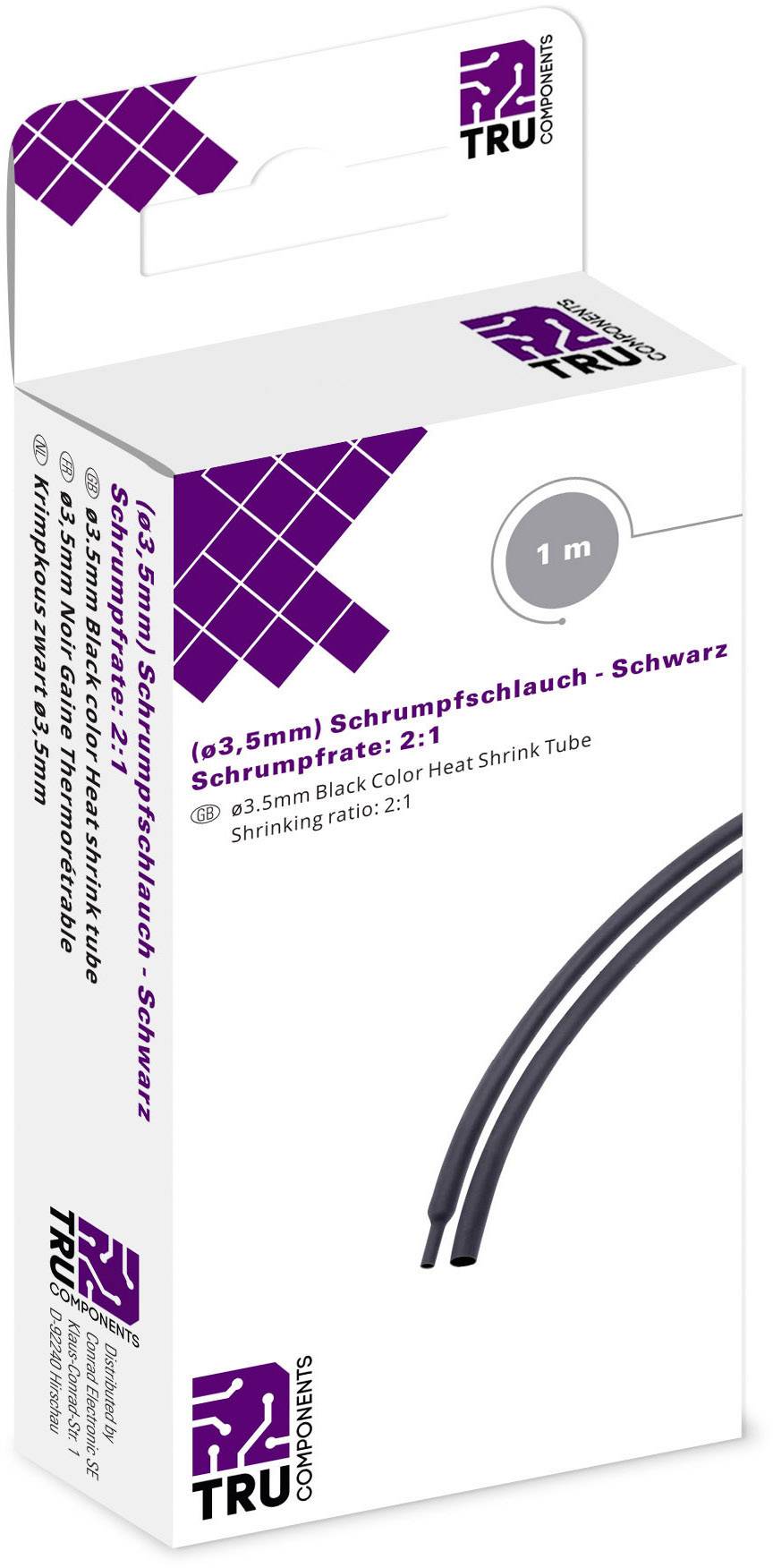 TRU COMPONENTS T1904CA029 Schrumpfschlauch ohne Kleber Schwarz 3.50 mm Schrumpfrate:2:1 1 m