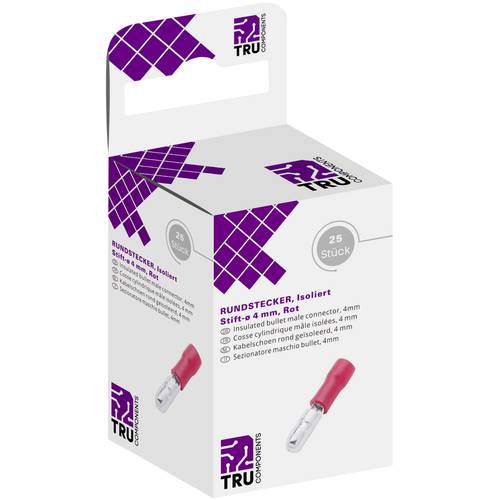 TRU COMPONENTS T1904C050 Rundstecker 0.50 mm² 1.50 mm² Teilisoliert Rot 25 St.
