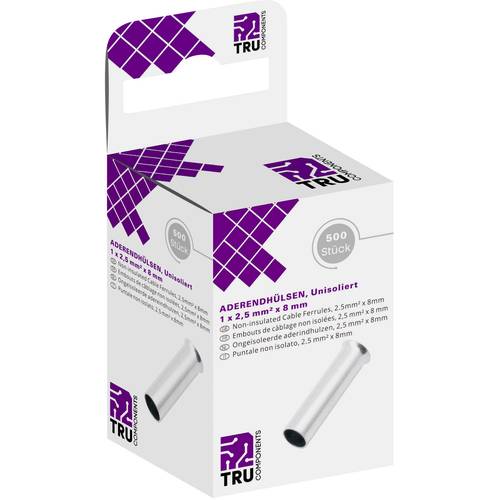TRU COMPONENTS T1904C086 Aderendhülse 2.5 mm² Unisoliert Silber 500 St.