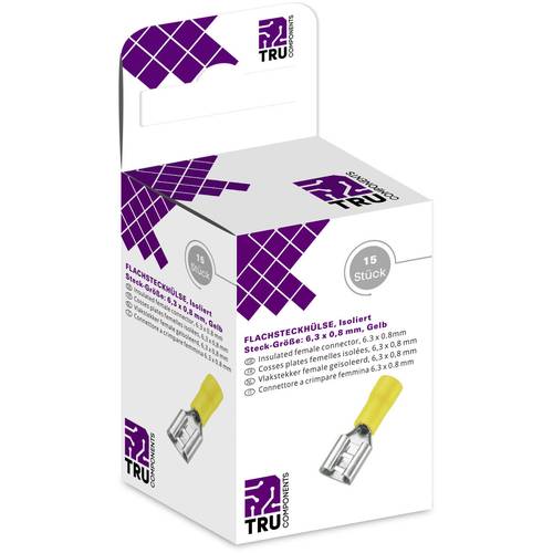 TRU COMPONENTS T1904C108 Flachsteckhülsen-Sortiment Steckbreite: 6.30 mm Steckdicke: 0.80 mm 180 ° Teilisoliert Gelb 15 ...