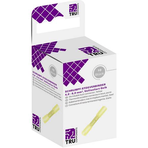 TRU COMPONENTS T1904C070 Stoßverbinder mit Schrumpfschlauch 4 mm² 6 mm² Vollisoliert Gelb 10 St.