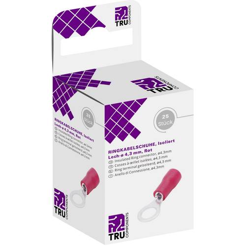 TRU COMPONENTS T1904C059 Ringkabelschuh Querschnitt (max.)=1.50 mm² Loch-Ø=4.30 mm Teilisoliert Rot 25 St.