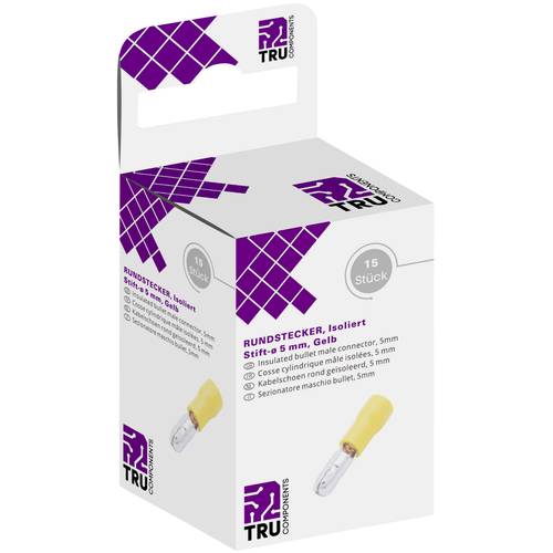 TRU COMPONENTS T1904C121 Rundstecker 4 mm² 6 mm² Teilisoliert Gelb 15 St.