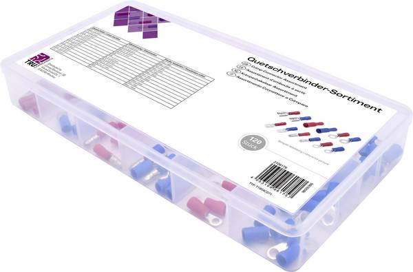 TRU COMPONENTS T1904C071 Quetschverbinder-Sortiment 0.50 mm² 2.50 mm² Rot, Blau 120 Teile