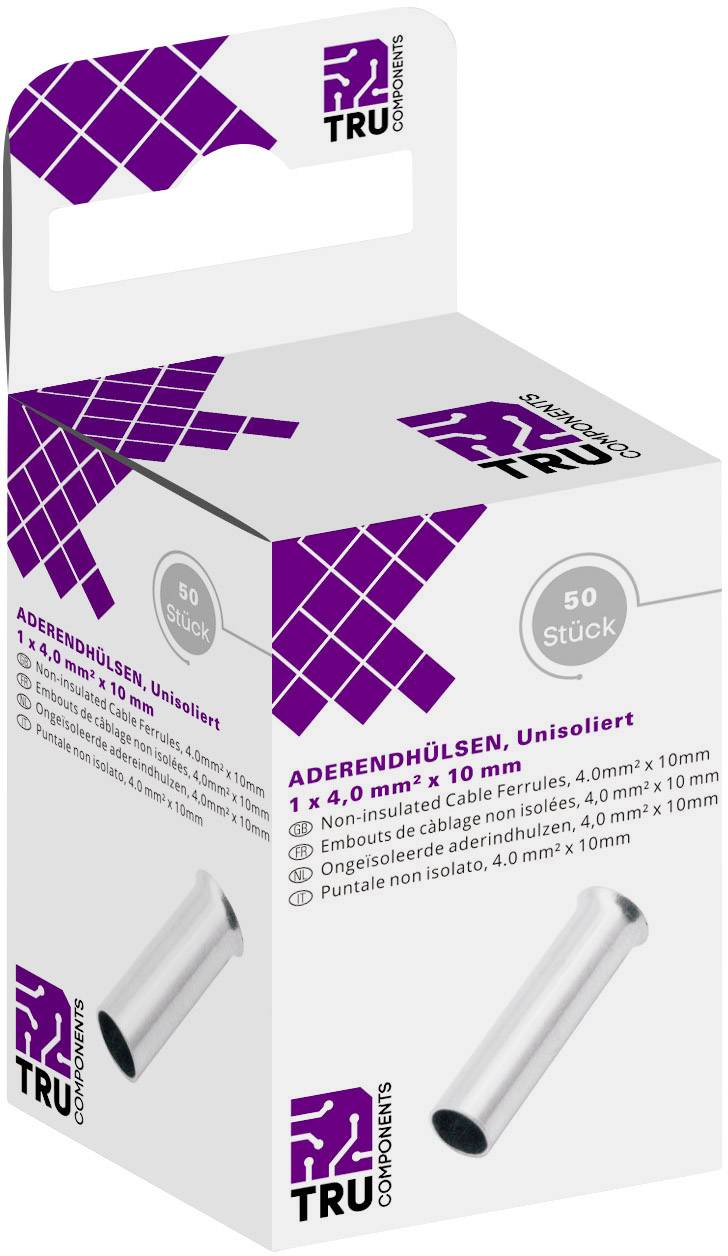 TRU COMPONENTS T1904C126 Aderendhülse 4 mm² Unisoliert Silber 50 St.
