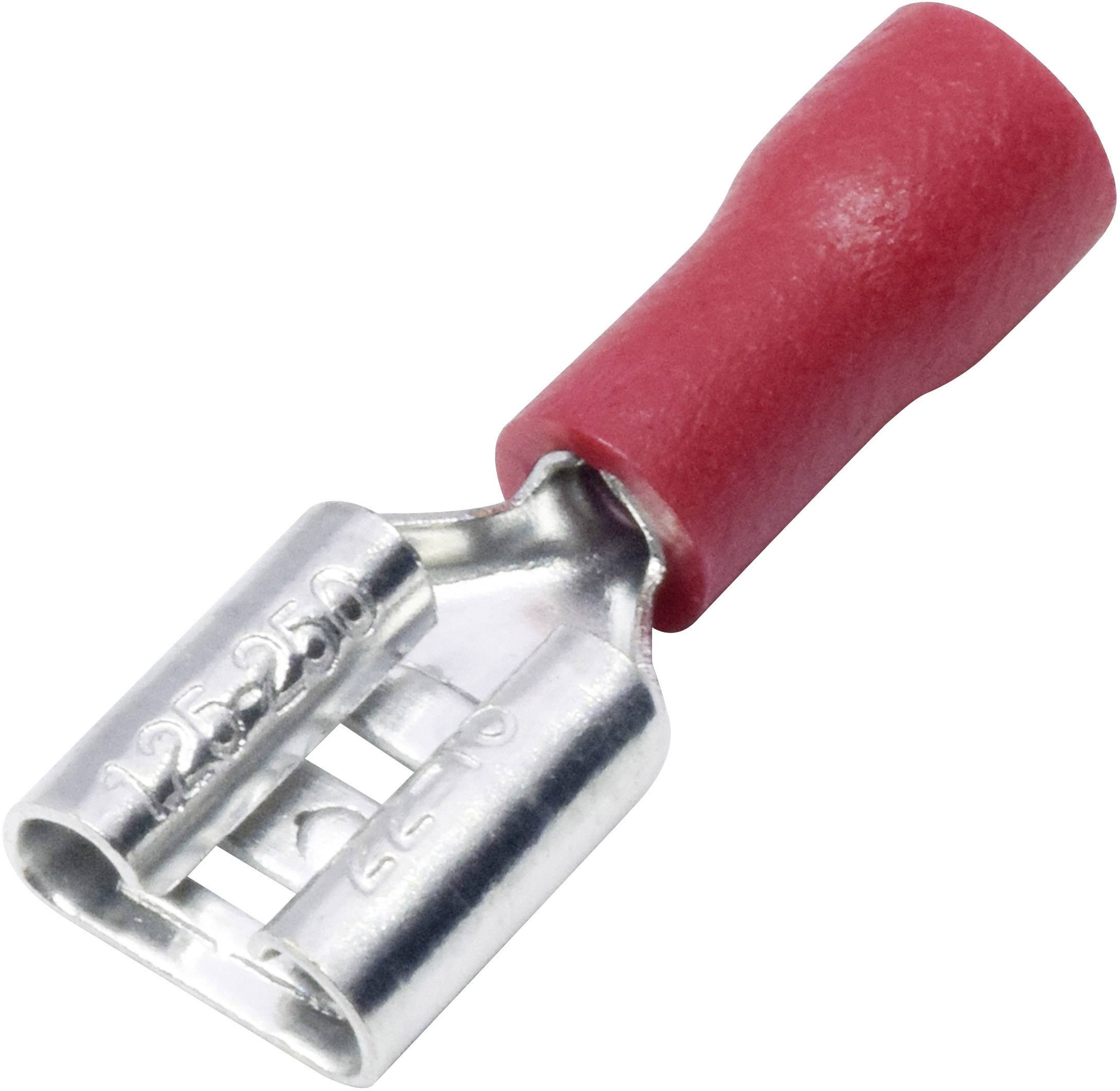 Metallstecker mit rotem Kunststoffüberzug, geeignet für elektrische Verbindungen. Aufschrift: '1.25-250' und 'GST'.