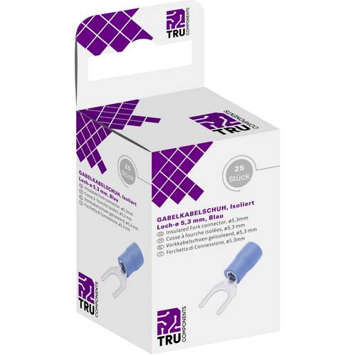 TRU COMPONENTS T1904C065 Gabelkabelschuh 1.50 mm² 2.50 mm² Loch-Ø=5.30 mm Teilisoliert Blau 25 St.