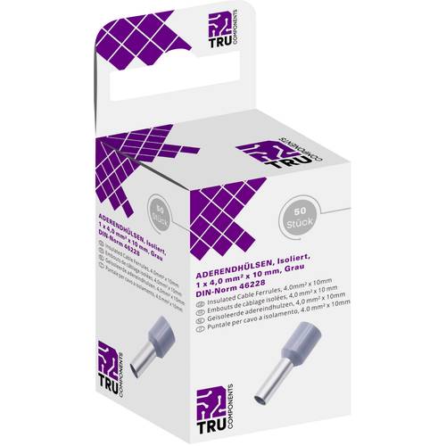 TRU COMPONENTS T1904C056 Aderendhülse 4 mm² Teilisoliert Grau 50 St.