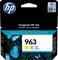 HP Tintenpatrone in Gelb mit der Nummer 963. Verpackung zeigt blaue Schmetterlinge. Text: 'Original HP Ink. Vibrant. Precise. Reliable.'