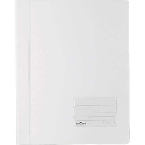 Durable DURALUX 268002 Schnellhefter Weiß DIN A4+ Beschriftungsfenster (90 x 57 mm), Einreißschutz, Innentasche (Rücksei...