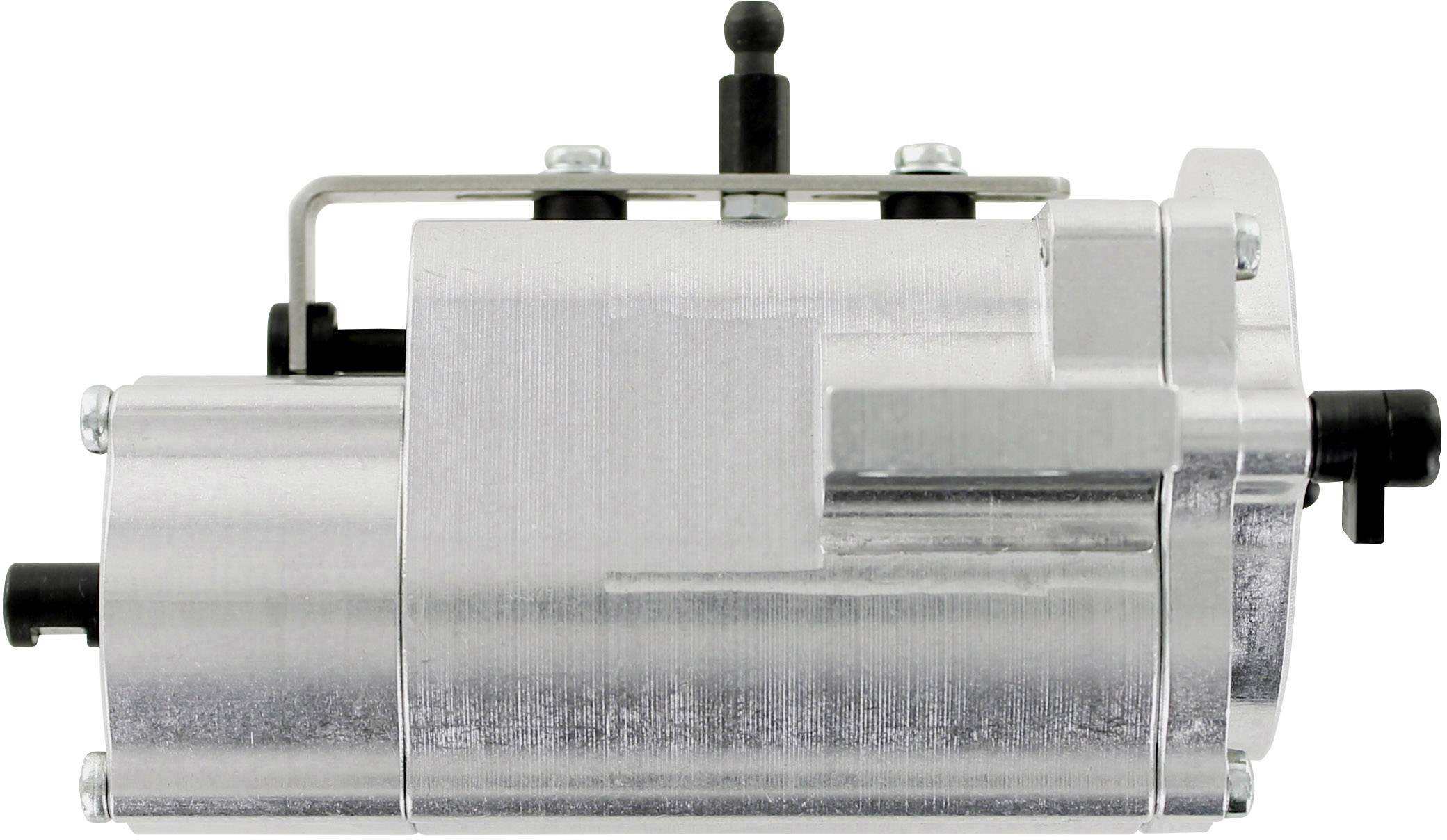 Ein metallisches Maschinenteil, möglicherweise ein Motor oder Kompressor, mit mehreren Ventilen und Anschlüssen. Geeignet für technische Anwendungen.