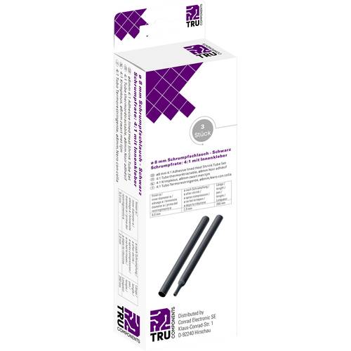 TRU COMPONENTS T1904CA043 Schrumpfschlauch mit Kleber Schwarz 8 mm 2 mm Schrumpfrate:4:1 3 St.