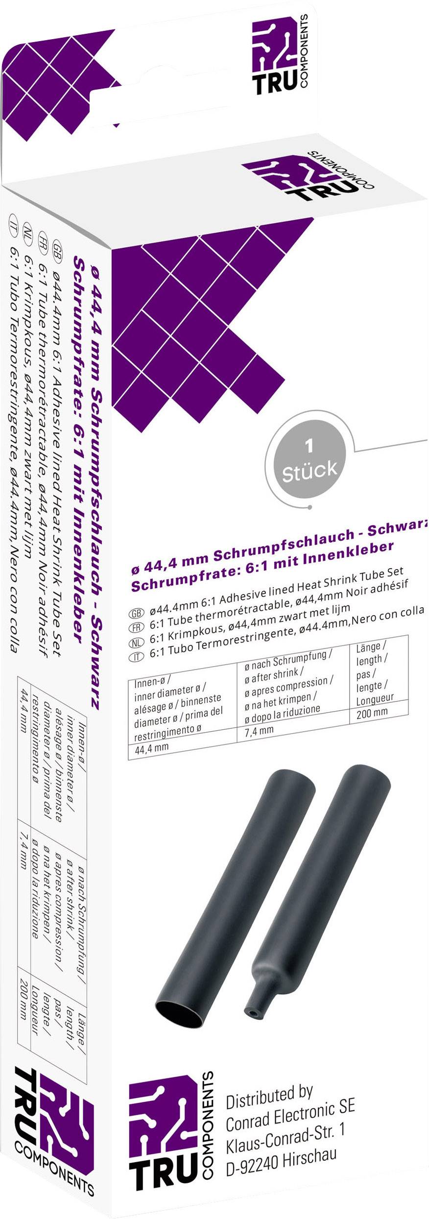 TRU COMPONENTS T1904CA049 Schrumpfschlauch mit Kleber Schwarz 44.40 mm Schrumpfrate:6:1 1 St.