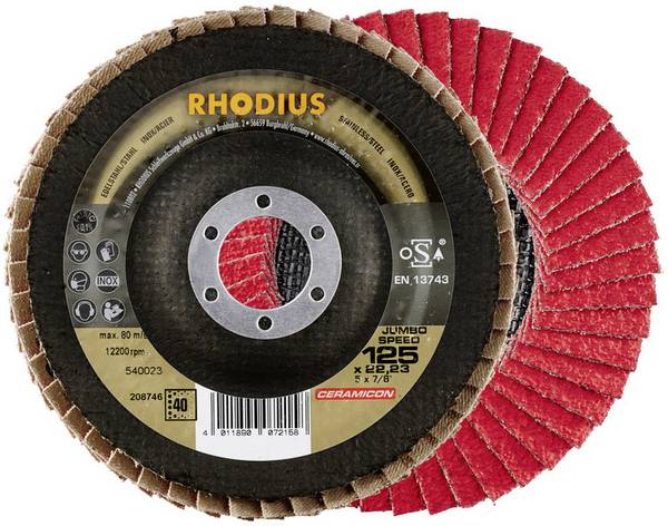 Rhodius 208747 JUMBO SPEED Fächerschleifscheibe Durchmesser 125 mm Bohrungs-Ø 22.23 mm Körnung (num) 60 Edelstahl 1 St.