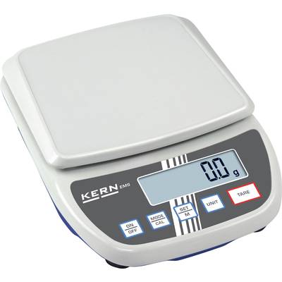 Digitale Küchenwaage KERN, zeigt 0,0 g an, mit Tasten 'Tare', 'Unit', 'Bet', 'Mode Cal' und 'On/Off'.