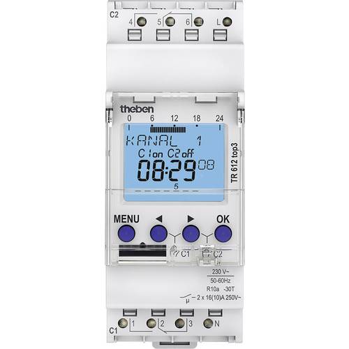 Thumbnail - Theben 6120130 Zeitschaltuhr digital Wochenprogramm 2600 W IP20 Displaybeleuchtung, Gangreserve, Sommer-/Winterzeitumste...
