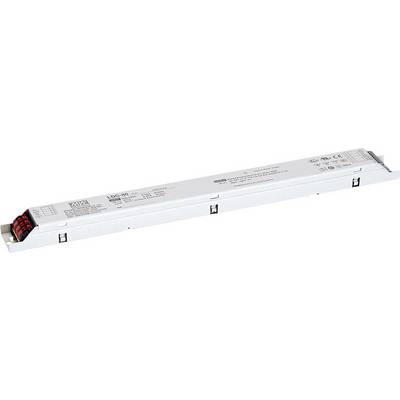 Ein schmaler, rechteckiger LED-Treiber von MEAN WELL, Modell LDC-80, mit technischen Spezifikationen und Anschlussklemmen.