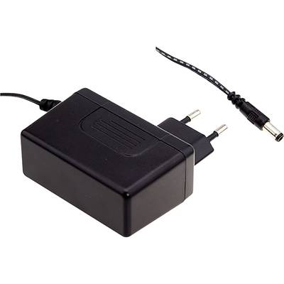 Schwarzes Netzteil mit europäischem Stecker und einem Kabel mit DC-Anschluss. Geeignet zum Laden elektronischer Geräte.