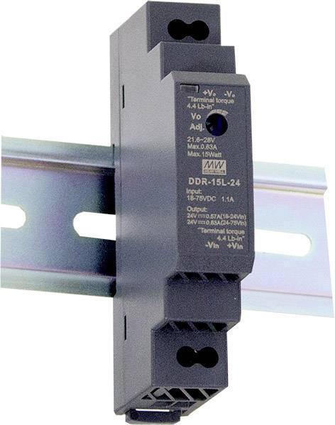 MEAN WELL DDR-15L-15 Hutschienen-DC/DC-Wandler (DIN-Rail) 15 V/DC 1 A 15 W 1 x