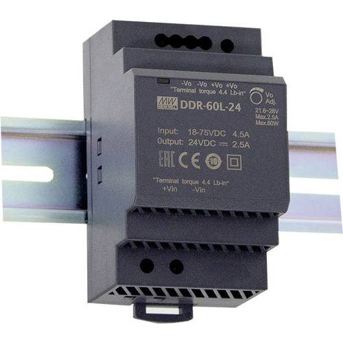 MEAN WELL DDR-60G-24 Hutschienen-DC/DC-Wandler (DIN-Rail) 24 V/DC 2.5 A 60 W Anzahl Ausgänge:1 x Inhalt 1 St.
