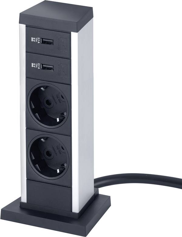 EVOline Up 2x Steckdose mit USB-Charger, vertikal