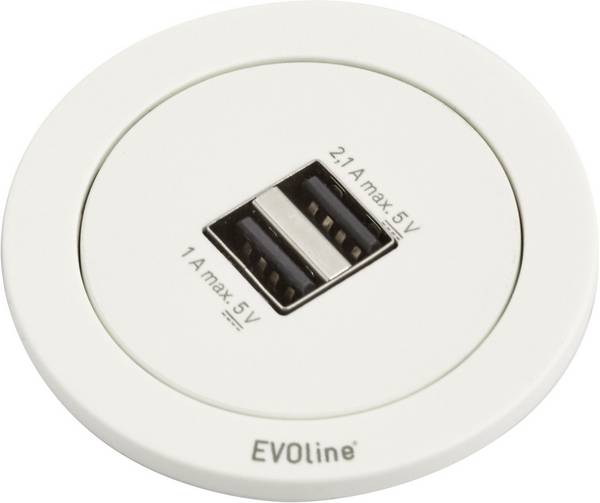EVOline 159280001300 Tischsteckdose 2fach Weiß Schutzkontakt 1 St.