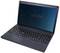 Ein schwarzer Laptop mit beleuchteter Tastatur. Auf dem Bildschirm steht 'DICOTA'. Das Gerät ist leicht angewinkelt.