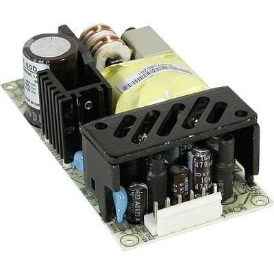 Ein Netzteil auf einer Leiterplatte mit verschiedenen elektronischen Komponenten wie Kondensatoren und Spulen, bereit zur Montage.