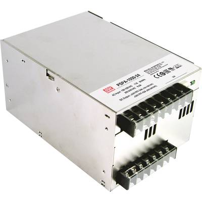 'Mean Well' Stromversorgungsgerät mit Metallgehäuse, Modellnummer PSPA-1000-24, 1000W Leistung. Eignet sich für industrielle Anwendungen.