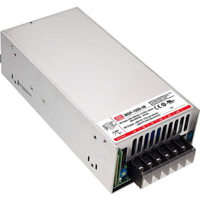 Schaltnetzteil mit Gehäuse und Anschlussklemmen auf der Vorderseite, Modell 'MSP-1000-48' von MEAN WELL für industrielle Anwendungen.