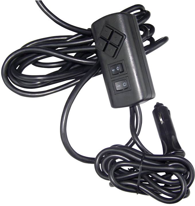 Ein Kfz-Ladekabel mit Stecker und Steuerungstasten, geeignet zum Anschließen und Aufladen von Geräten im Auto.