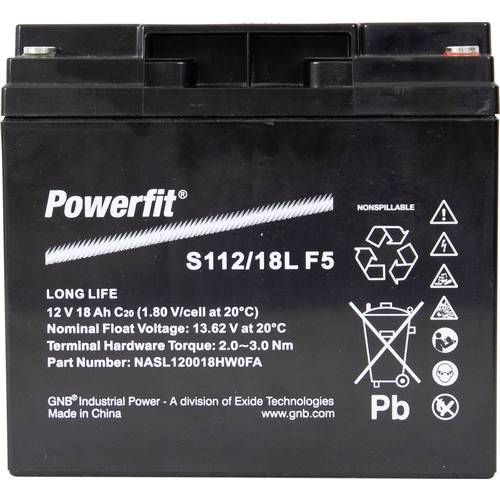 GNB Powerfit Powerfit S112/18L F5 S112/18LF5 Bleiakku 12 V 18 Ah Blei-Vlies (AGM) (B x H x T) 181.5 x 167.5 x 77 mm M6-S...