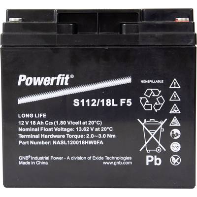 GNB Powerfit Powerfit S112/18L F5 S112/18LF5 Bleiakku 12 V 18 Ah Blei-Vlies (AGM) (B x H x T) 181.5 x 167.5 x 77 mm M6-S