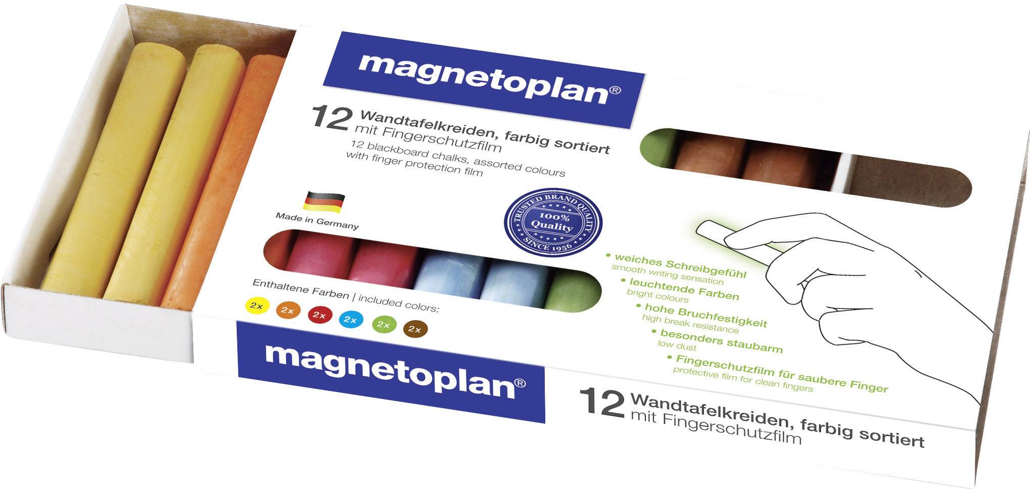 magnetoplan Tafelkreide farbig sort 12 St. 12306-0