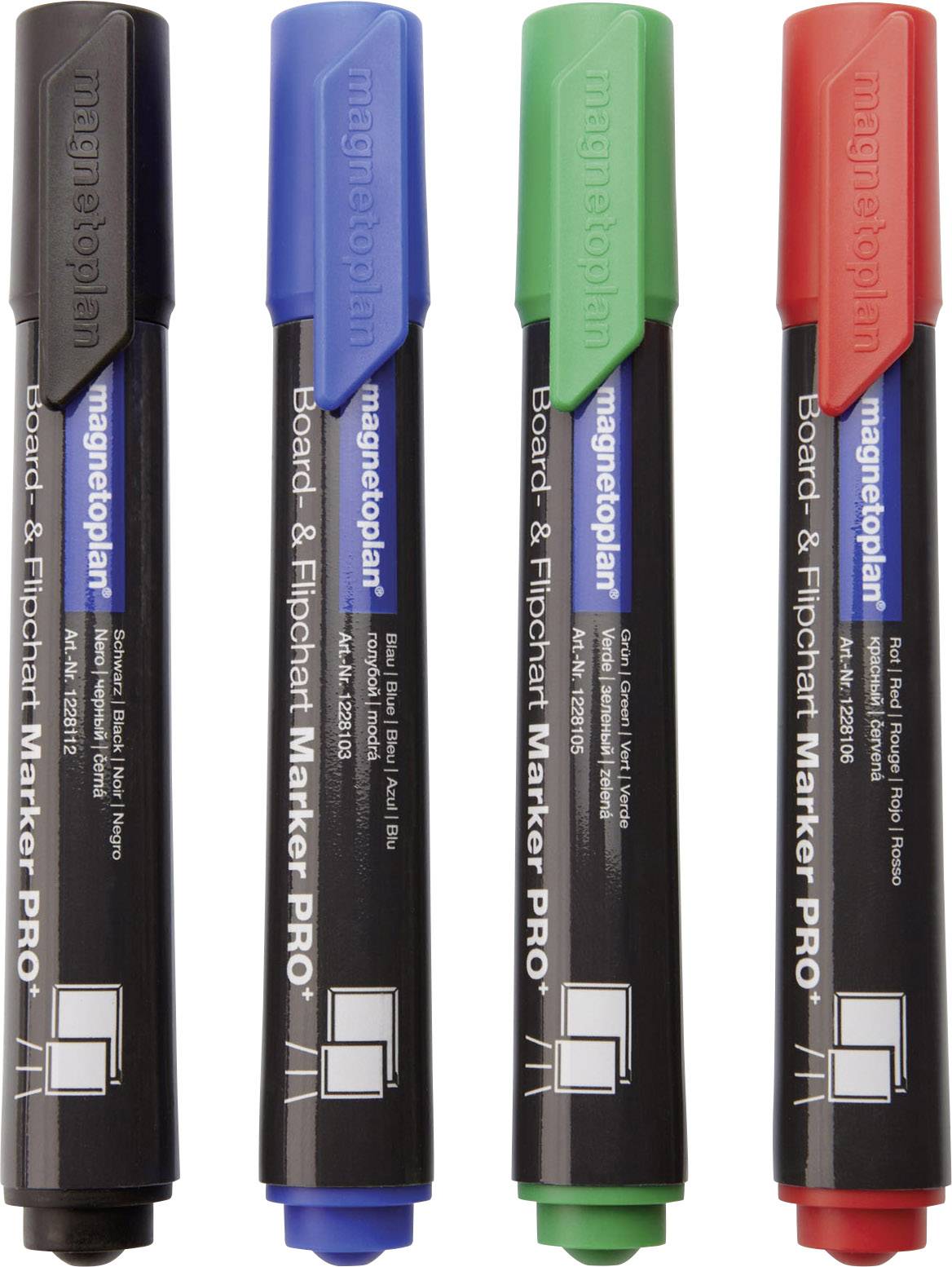 MAGNETOPLAN Whiteboardmarker Set Pro+ Schwarz, Blau, Rot, Grün 12281 4 St./Pack.