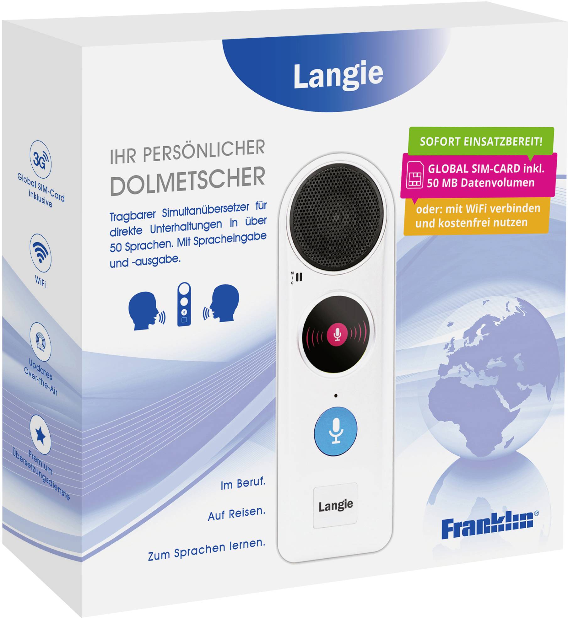 Franklin Mobiler Dolmetscher Langie S2 Deutsch, Englisch, Ukrainisch, Türkisch, Russisch, Französisch, Spanisch, Portugi-19