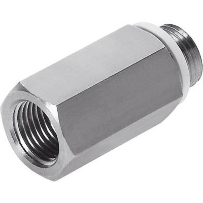Sechskant Rohrverbinder aus Metall mit Innen- und Außengewinde, für den Einsatz in hydraulischen Systemen oder Rohrleitungen.