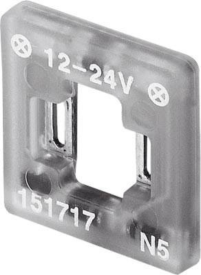 Grauer Kunststoffrahmen mit der Aufschrift '12-24V', '151717', und 'N5'. Eignet sich für elektrische Anwendungen.