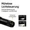 Taschenlampe mit Ein-Knopf-Bedienung zur Lichtsteuerung. Zwei Helligkeitsstufen: Niedrig (80 lm) und Hoch (300 lm), plus SOS-Modus.
